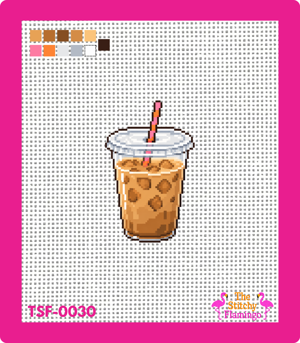 Iced Coffee | Needlepoint Canvas | The Stitchy Flamingo