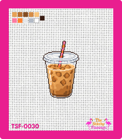 Iced Coffee | Needlepoint Canvas | The Stitchy Flamingo