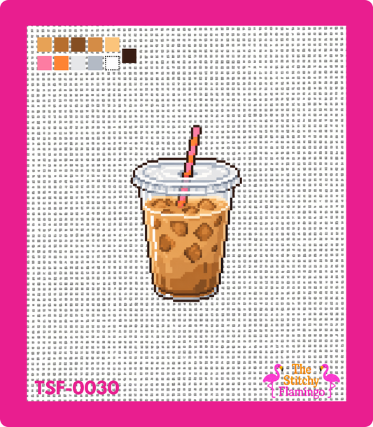 Iced Coffee | Needlepoint Canvas | The Stitchy Flamingo