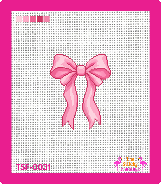 Long Bow - Pink | Needlepoint Canvas | The Stitchy Flamingo