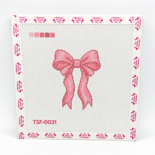 Long Bow - Pink | Needlepoint Canvas | The Stitchy Flamingo