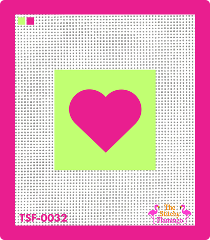 Square Heart | Needlepoint Canvas | The Stitchy Flamingo