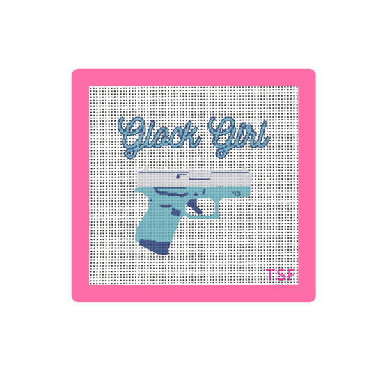 Glock 43 - Teal Glock Girl - Needlepoint Canvas