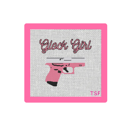 Glock 43 - Pink & Black Glock Girl - Needlepoint Canvas