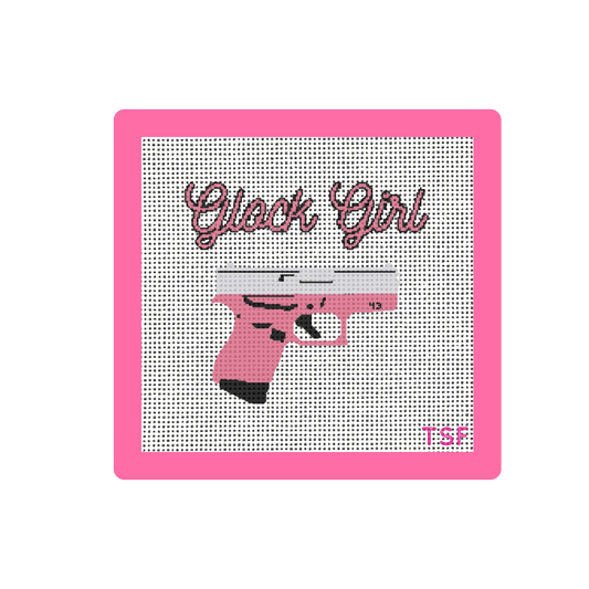Glock 43 - Pink & Black Glock Girl - Needlepoint Canvas