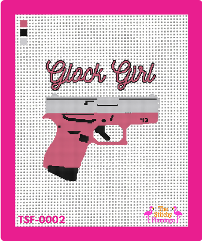 Glock 43 | Pink & Black Glock Girl | Needlepoint Canvas