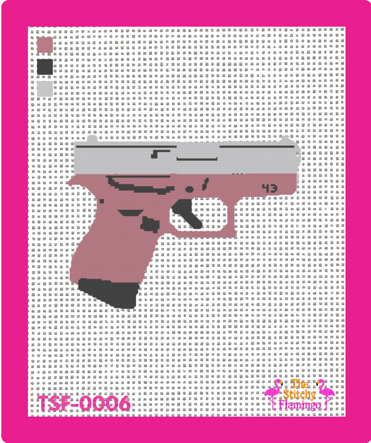 Glock 43 | Rose Gold & Silver | Needlepoint Canvas