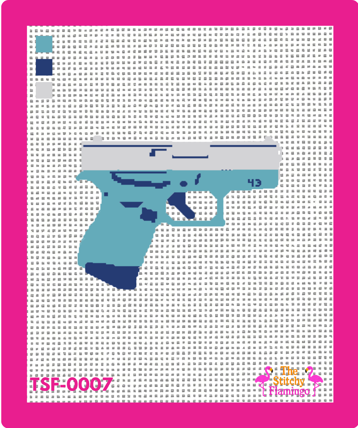 Glock 43 | Teal | Needlepoint Canvas