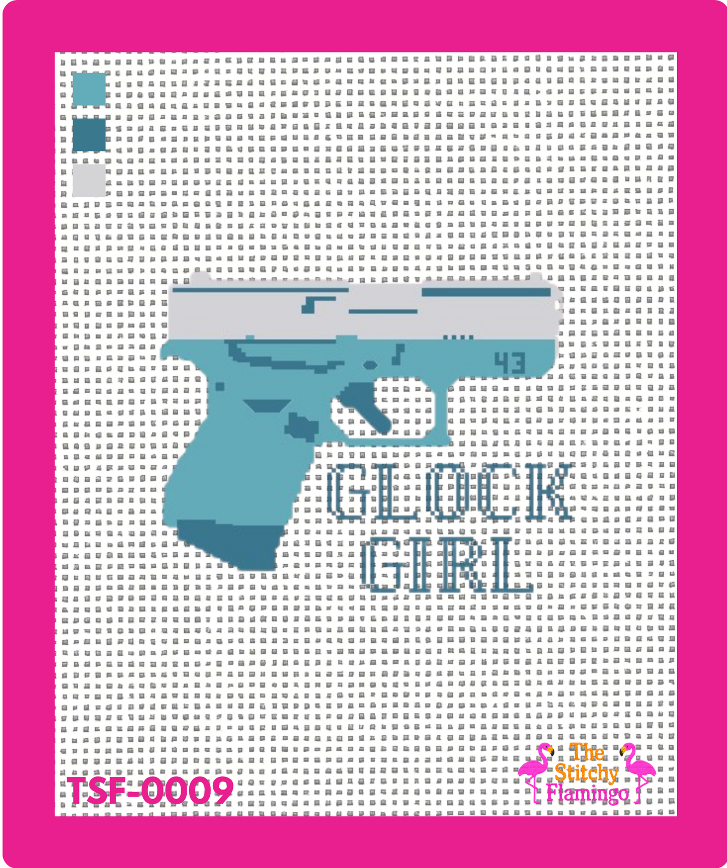 Glock 43 | Teal | Glock Girl | Needlepoint Canvas