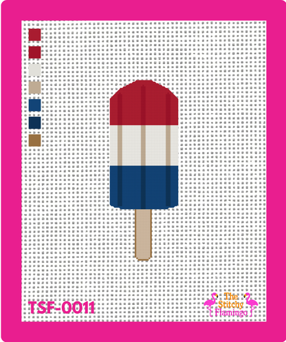 Popsicle - Red, White & Blue - Beginner Friendly - Needlepoint Canvas