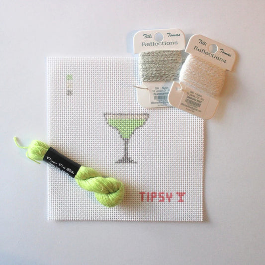 Mini Marg | Needlepoint Canvas | Stitch Painted | 13 Mesh | Threaded & Tipsy