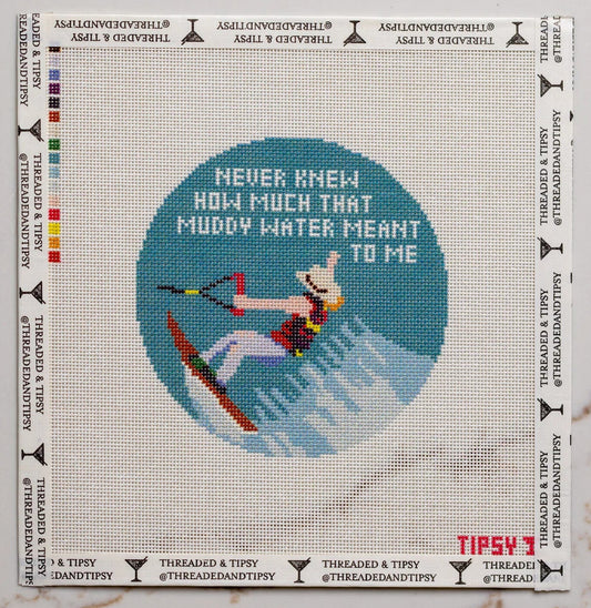 Muddy Water | Needlepoint Canvas | Stitch Printed | 18 Mesh | Threaded & Tipsy