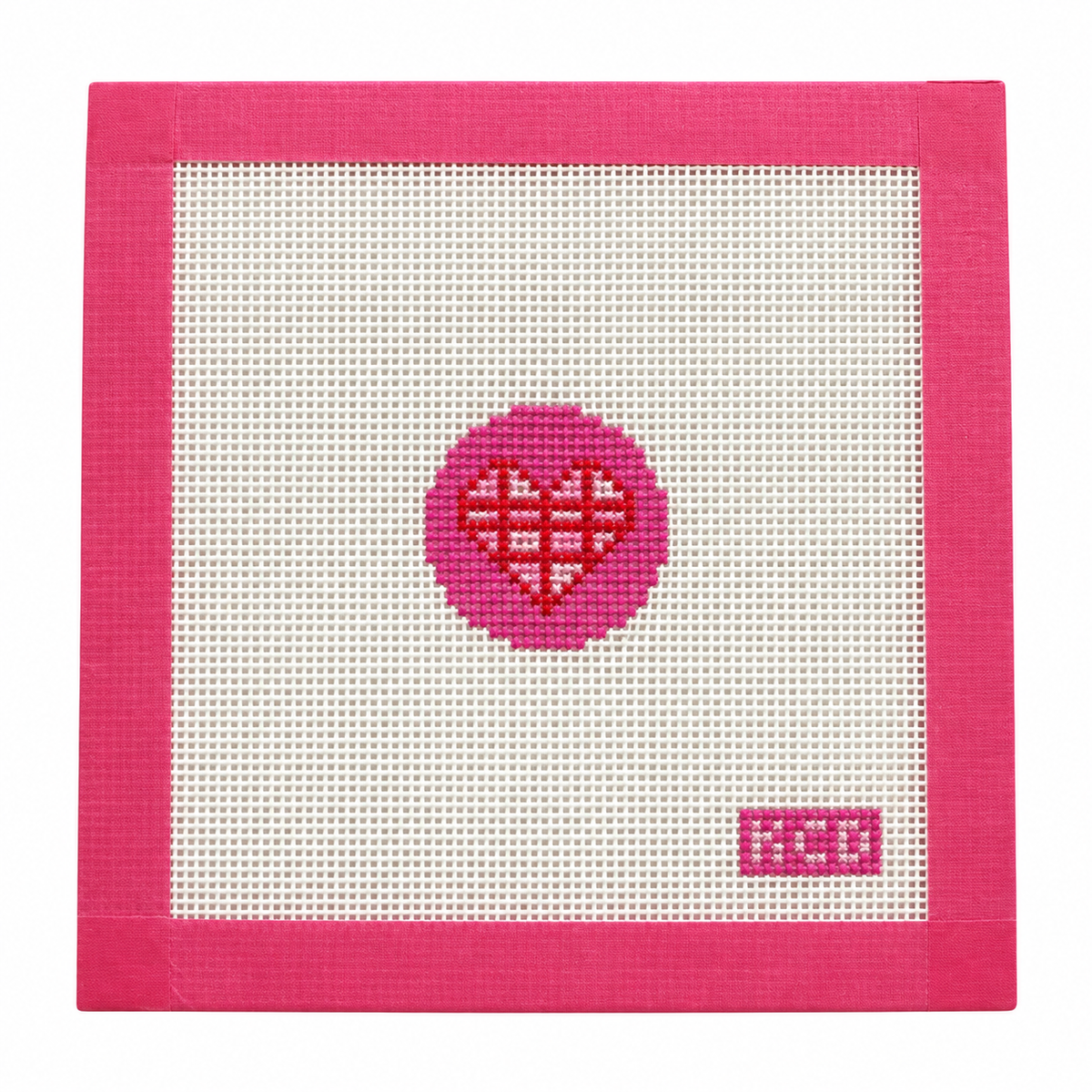 Heart Gem Mini Needlepoint Canvas | Hand Painted | Kelsey Christina Designs