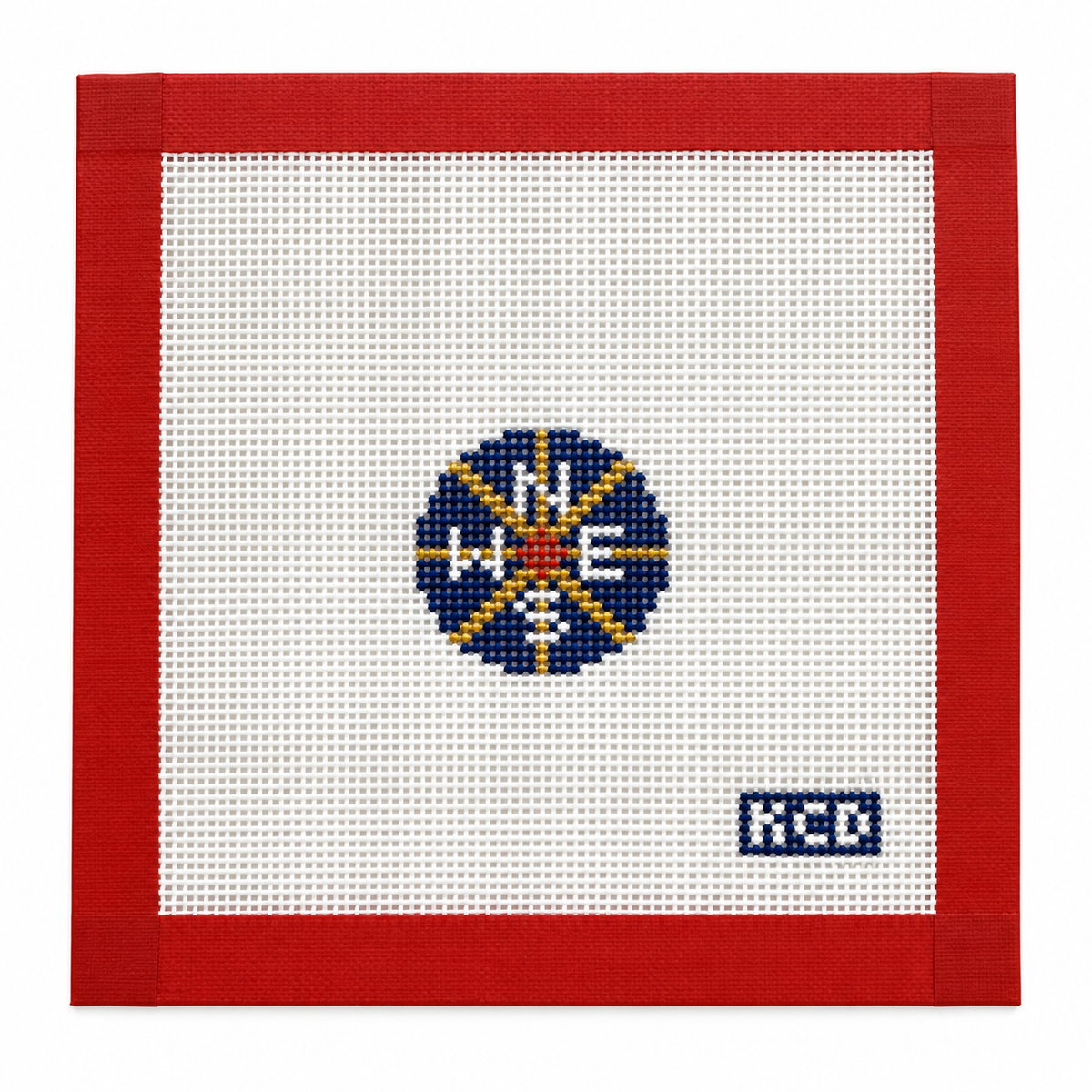 Compass Mini Needlepoint Canvas | Hand Painted | Kelsey Christina Designs